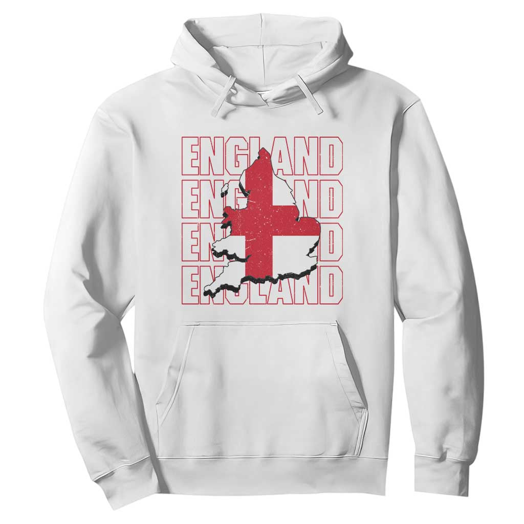 England Map St George's Cross English Roots Hoodie TS14 White Print Your Wear