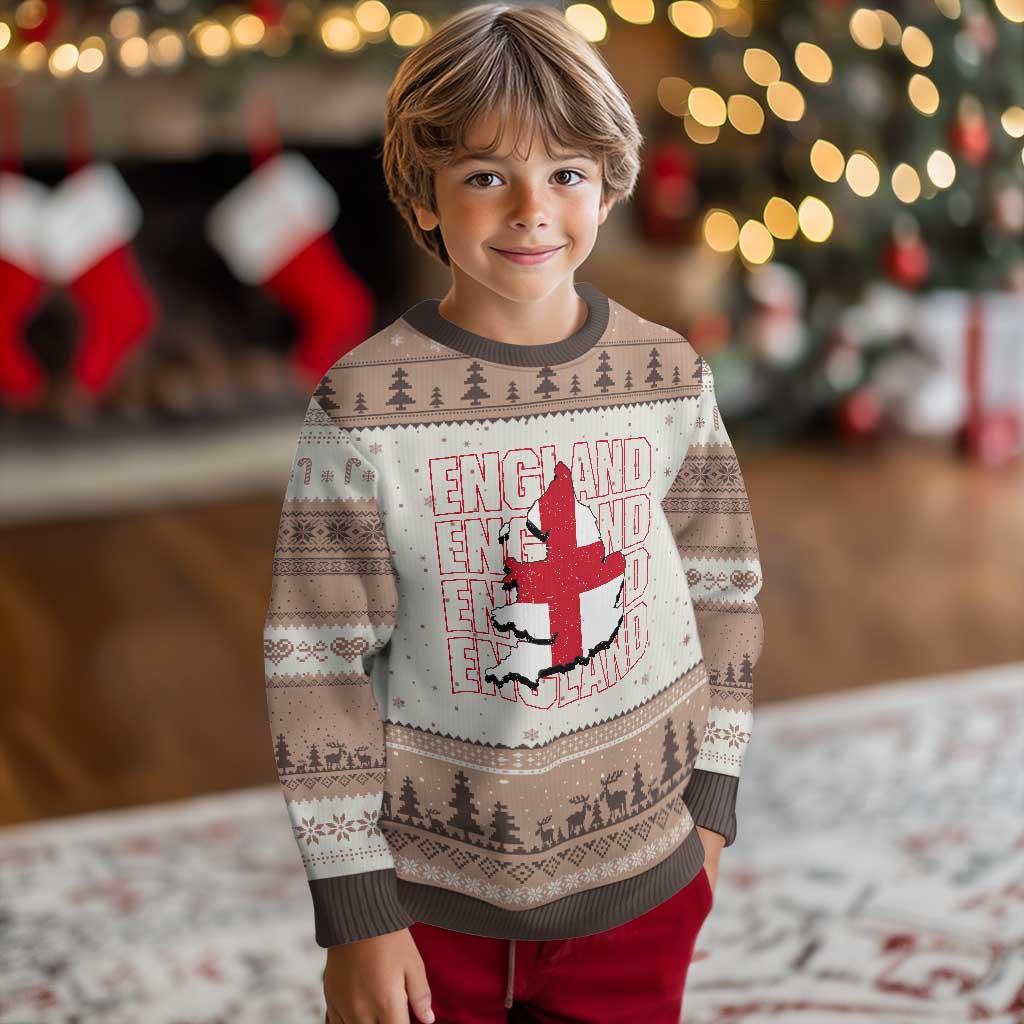 England Map St George's Cross English Roots Ugly Christmas Sweater TS14 Mocha Mousse Print Your Wear