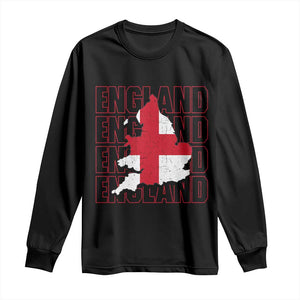 England Map St George's Cross English Roots Long Sleeve Shirt TS14 Black Print Your Wear