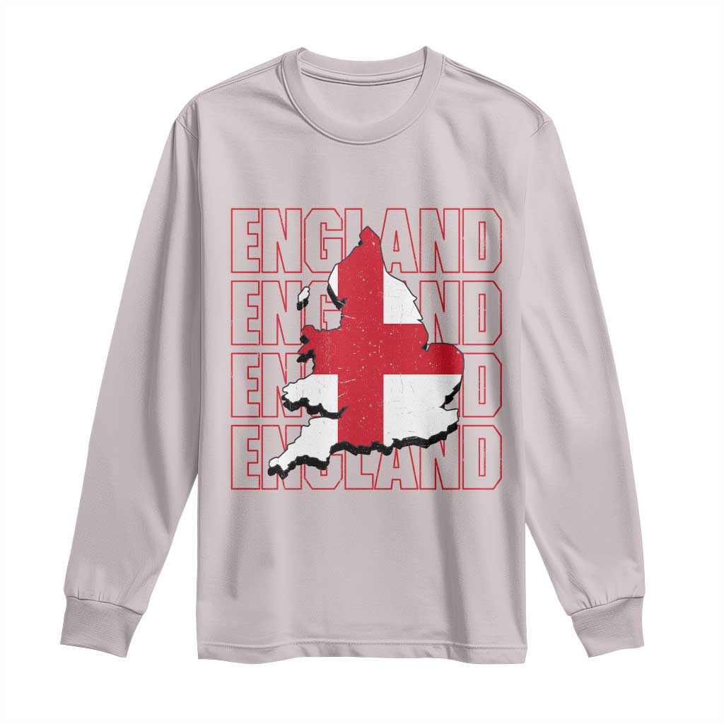 England Map St George's Cross English Roots Long Sleeve Shirt TS14 Ice Gray Print Your Wear
