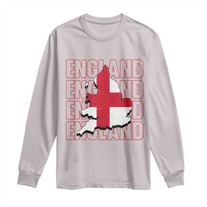 England Map St George's Cross English Roots Long Sleeve Shirt TS14 Ice Gray Print Your Wear