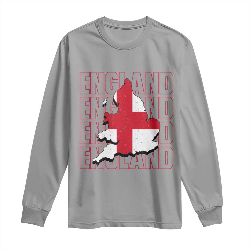 England Map St George's Cross English Roots Long Sleeve Shirt TS14 Sport Gray Print Your Wear