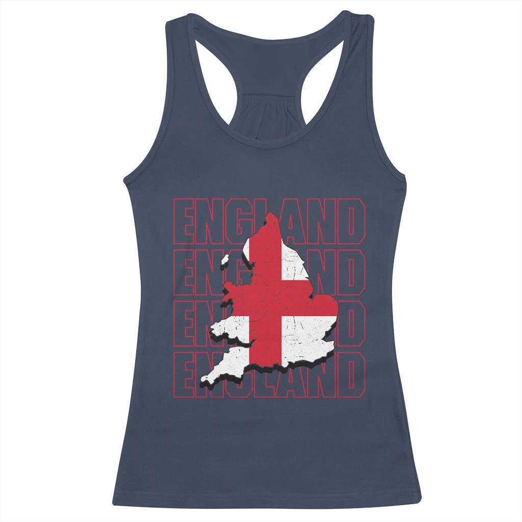 England Map St George's Cross English Roots Racerback Tank Top TS14 Navy Print Your Wear