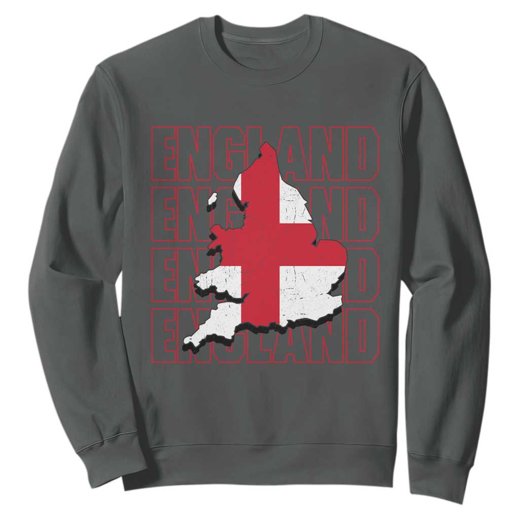 England Map St George's Cross English Roots Sweatshirt TS14 Dark Heather Print Your Wear