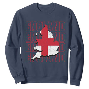 England Map St George's Cross English Roots Sweatshirt TS14 Navy Print Your Wear