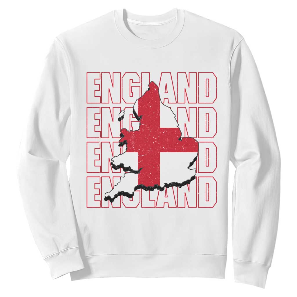 England Map St George's Cross English Roots Sweatshirt TS14 White Print Your Wear