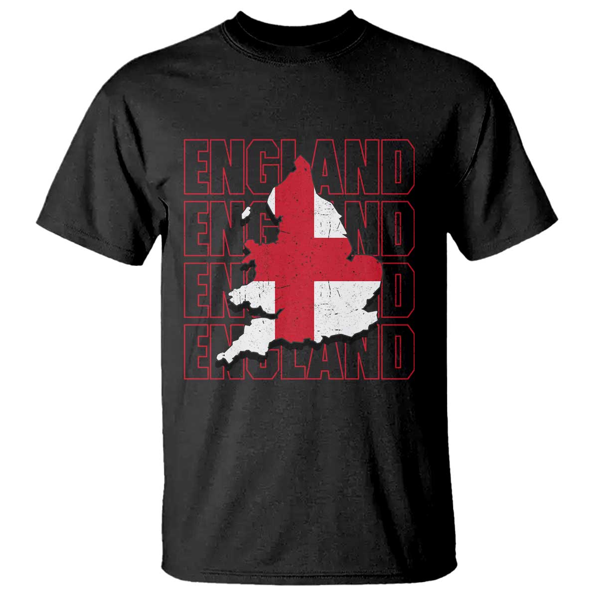 England Map St George's Cross English Roots T Shirt TS14 Black Print Your Wear