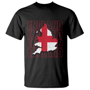 England Map St George's Cross English Roots T Shirt TS14 Black Print Your Wear