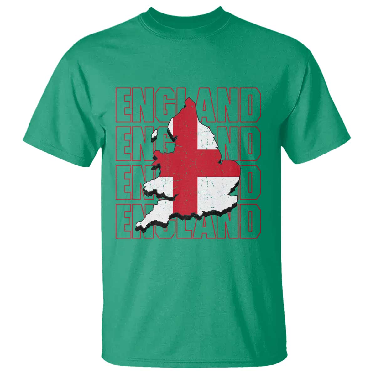 England Map St George's Cross English Roots T Shirt TS14 Irish Green Print Your Wear