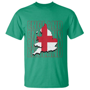 England Map St George's Cross English Roots T Shirt TS14 Irish Green Print Your Wear