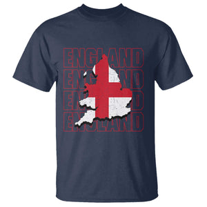 England Map St George's Cross English Roots T Shirt TS14 Navy Print Your Wear