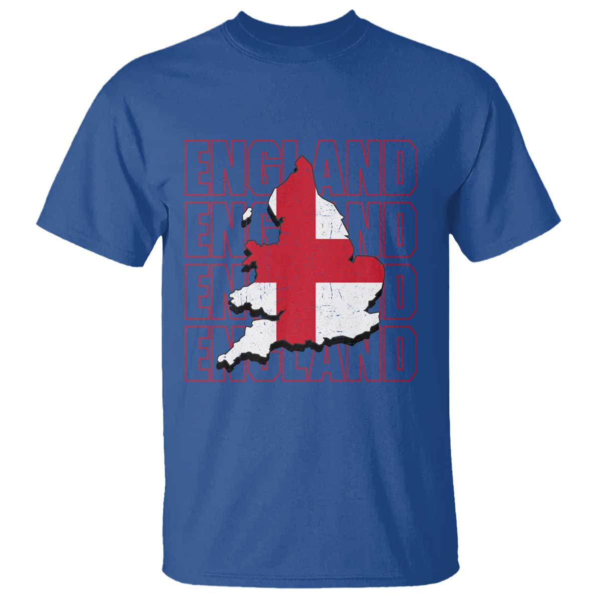 England Map St George's Cross English Roots T Shirt TS14 Royal Blue Print Your Wear