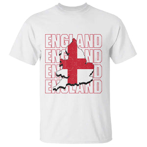 England Map St George's Cross English Roots T Shirt TS14 White Print Your Wear