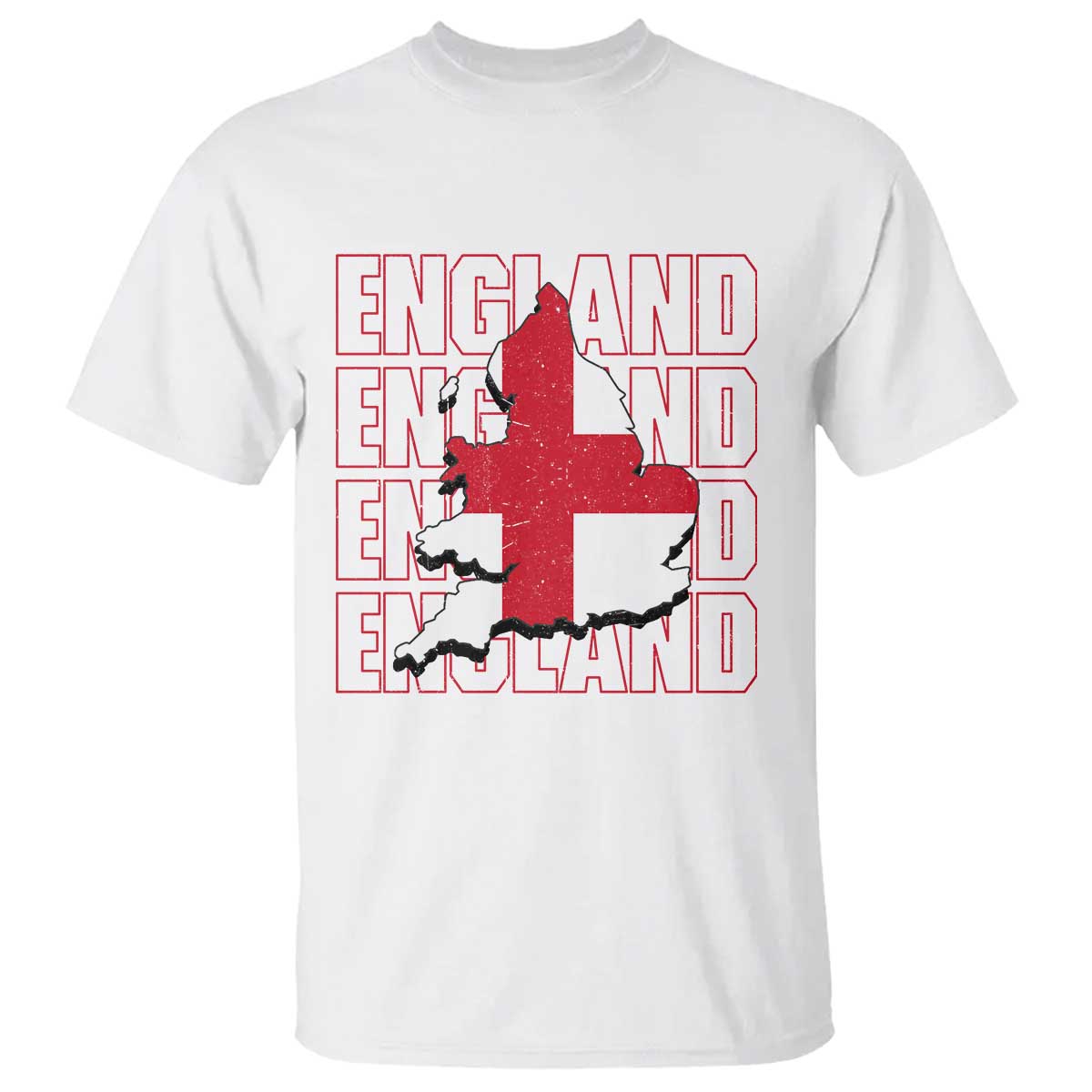 England Map St George's Cross English Roots T Shirt TS14 White Print Your Wear