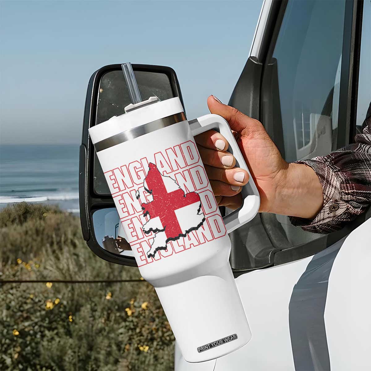 England Map St George's Cross English Roots Tumbler With Handle TS14 Print Your Wear