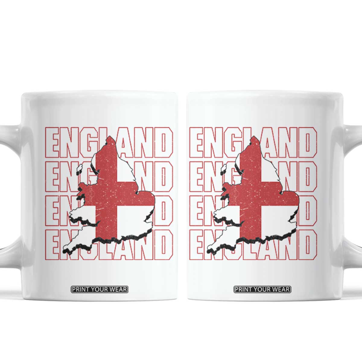 England Map St George's Cross English Roots Coffee Mug TS14 White Print Your Wear
