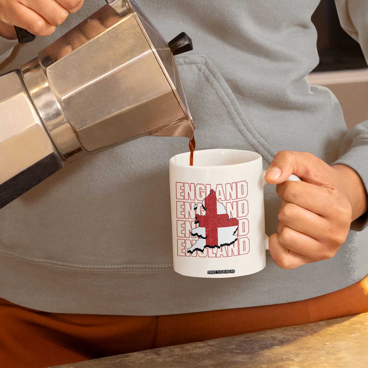 England Map St George's Cross English Roots Coffee Mug TS14 Print Your Wear