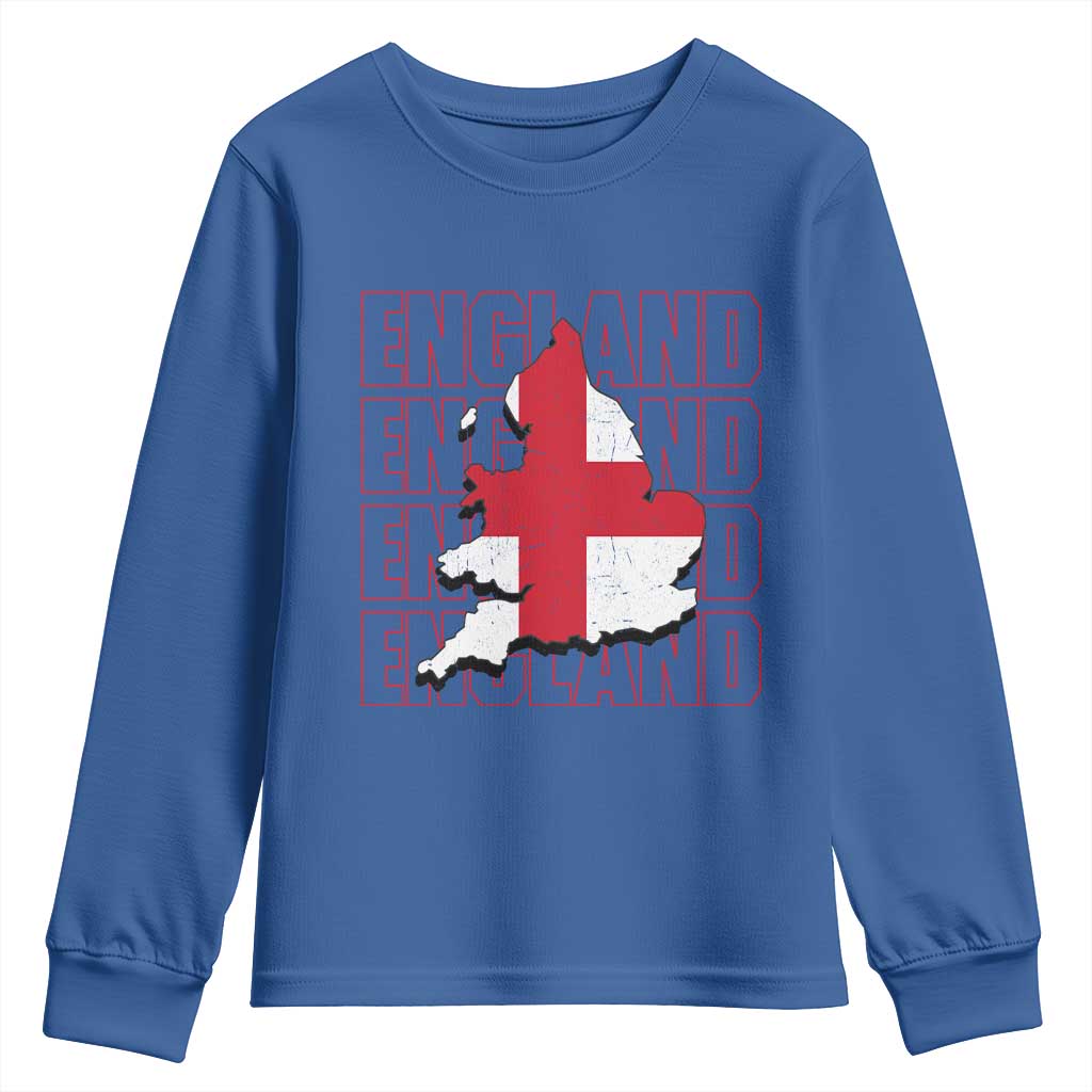 England Map St George's Cross English Roots Youth Sweatshirt TS14 Royal Blue Print Your Wear
