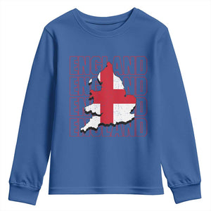 England Map St George's Cross English Roots Youth Sweatshirt TS14 Royal Blue Print Your Wear