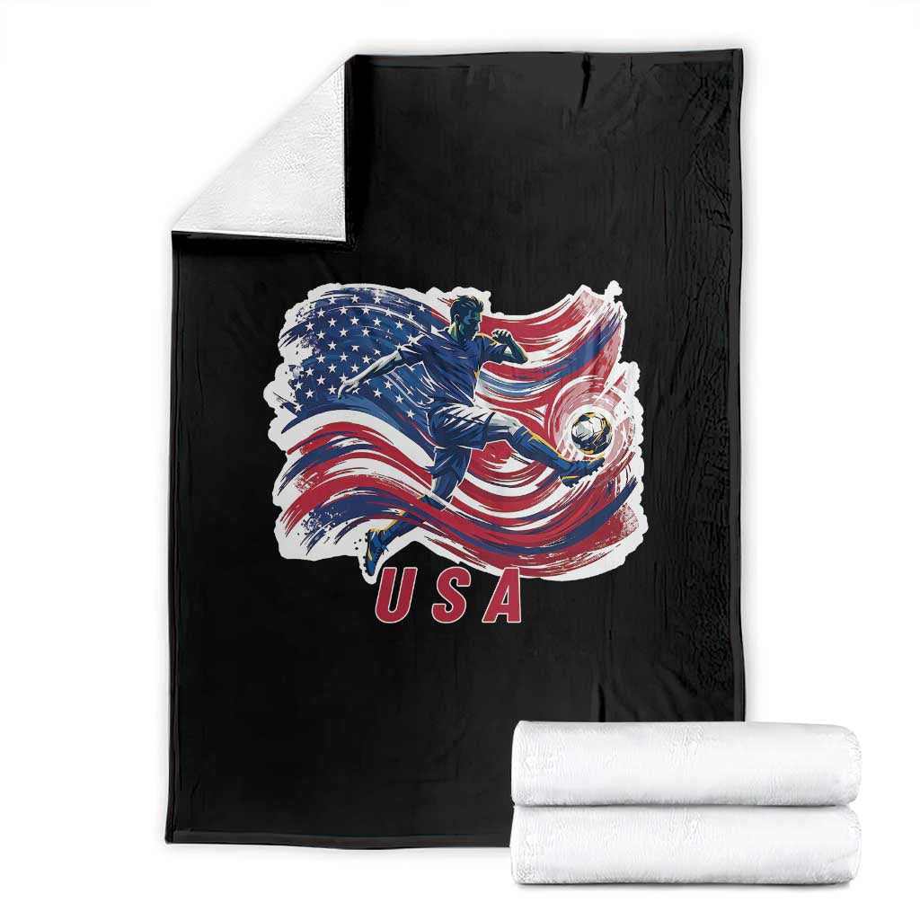 USA Soccer Fan American Flag Throw Blanket TS14 Black Print Your Wear
