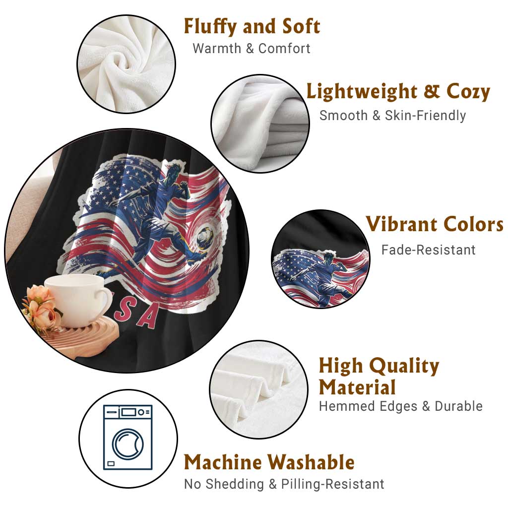 USA Soccer Fan American Flag Throw Blanket TS14 Print Your Wear