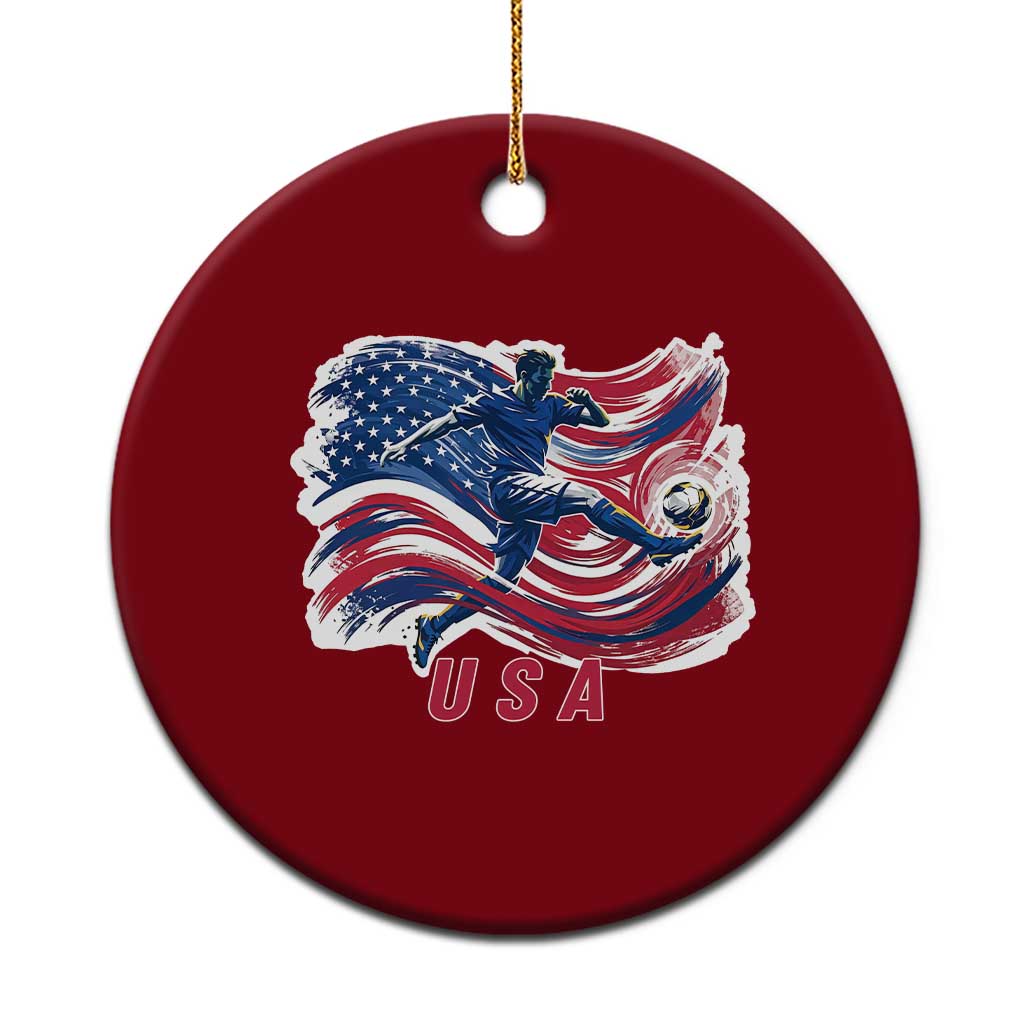 USA Soccer Fan American Flag Ceramic Ornament TS14 1pc Red Print Your Wear