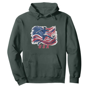 USA Soccer Fan American Flag Hoodie TS14 Dark Forest Green Print Your Wear