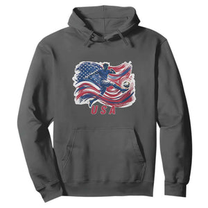 USA Soccer Fan American Flag Hoodie TS14 Dark Heather Print Your Wear