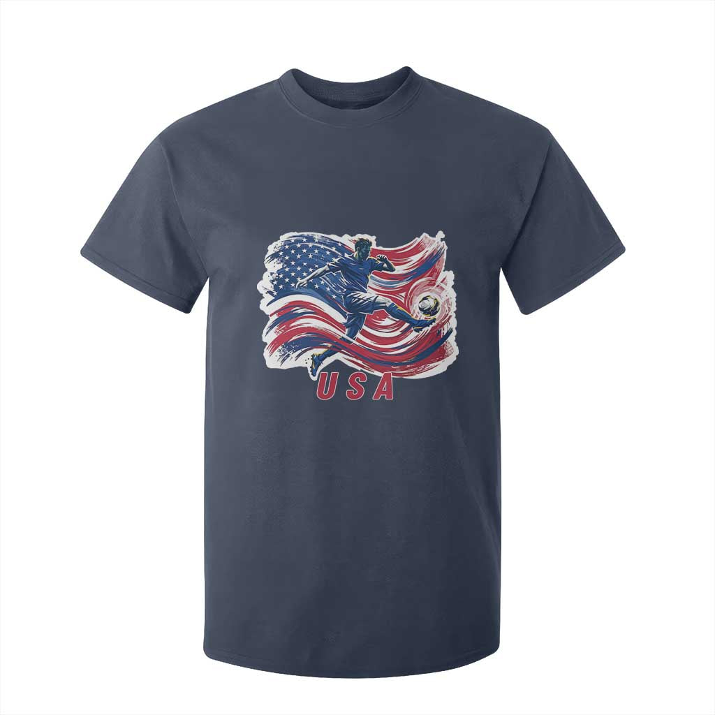 USA Soccer Fan American Flag T Shirt For Kid TS14 Navy Print Your Wear