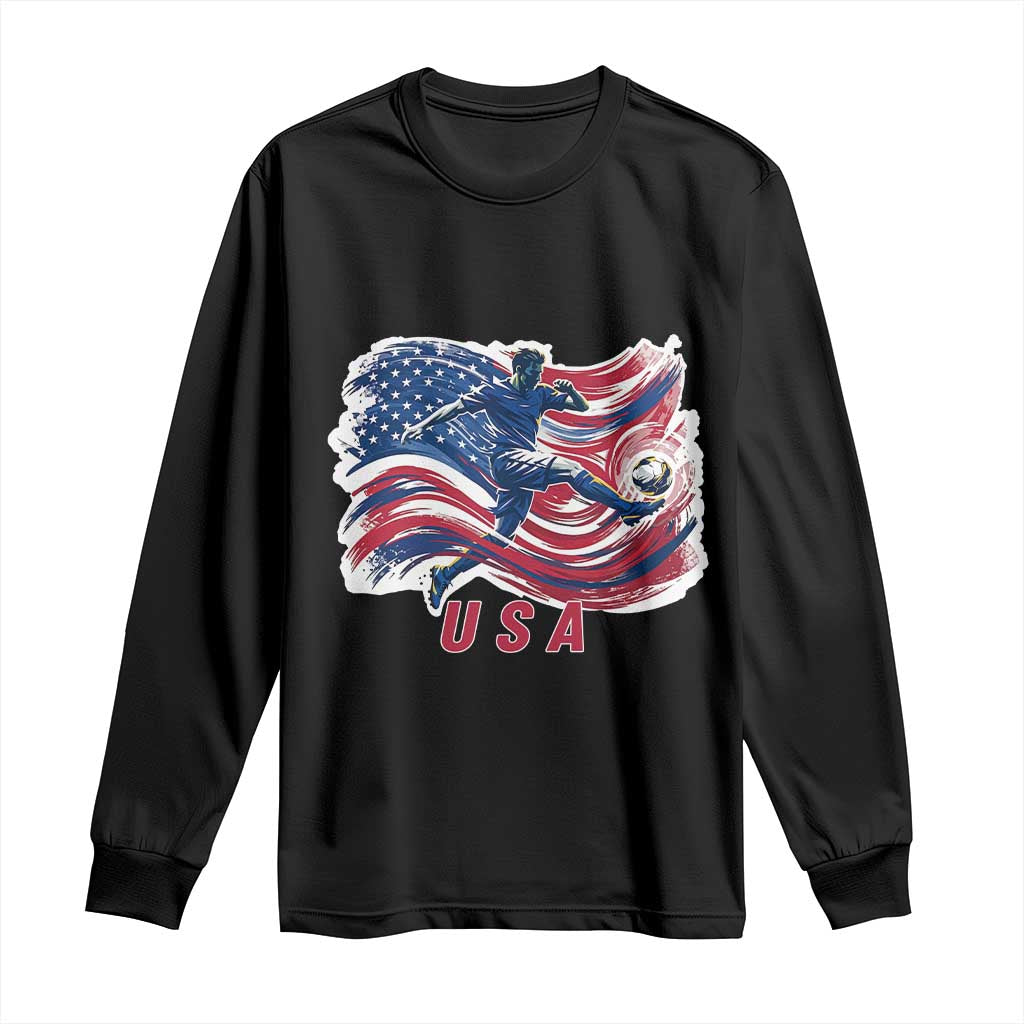 USA Soccer Fan American Flag Long Sleeve Shirt TS14 Black Print Your Wear