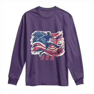 USA Soccer Fan American Flag Long Sleeve Shirt TS14 Purple Print Your Wear