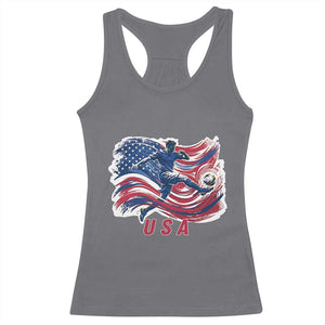 USA Soccer Fan American Flag Racerback Tank Top TS14 Charcoal Print Your Wear