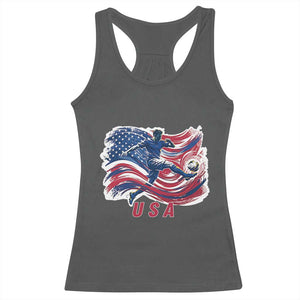 USA Soccer Fan American Flag Racerback Tank Top TS14 Dark Heather Print Your Wear