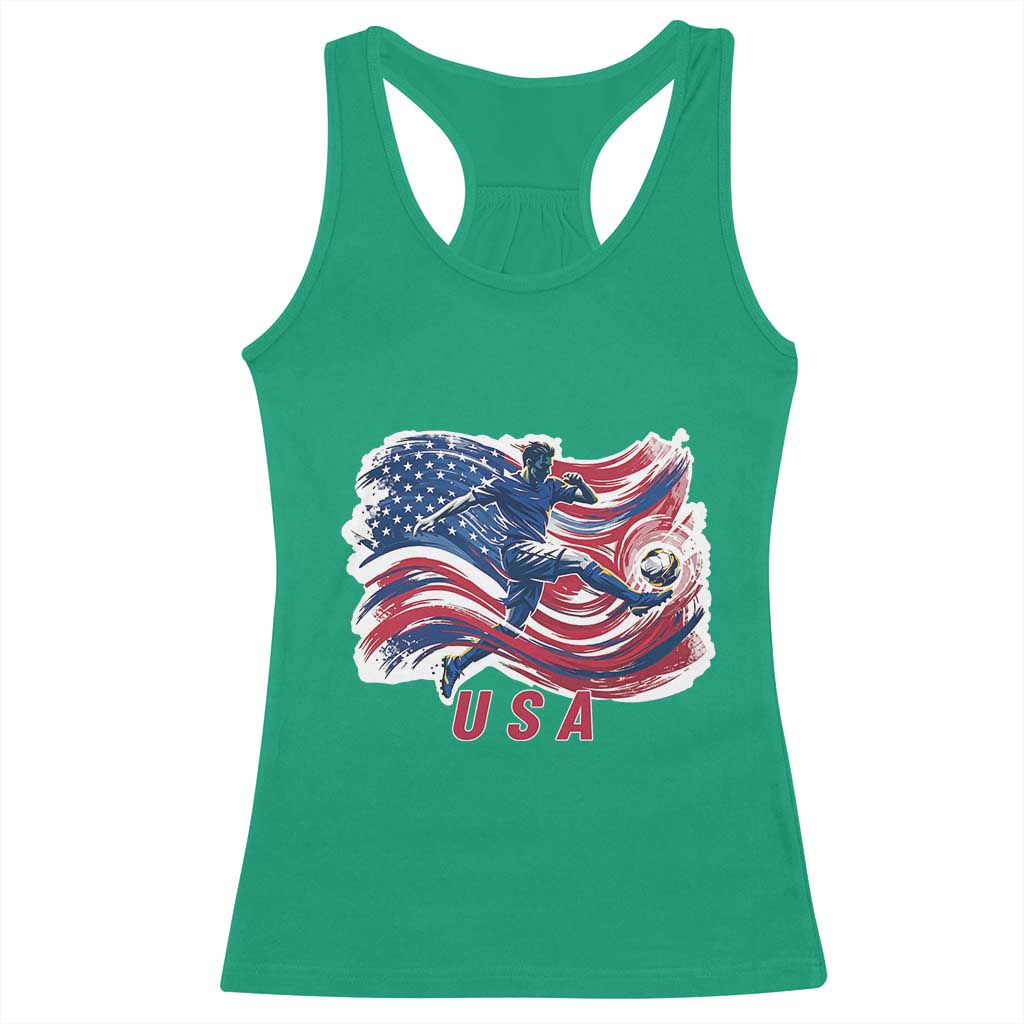 USA Soccer Fan American Flag Racerback Tank Top TS14 Irish Green Print Your Wear