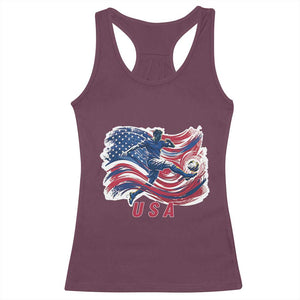 USA Soccer Fan American Flag Racerback Tank Top TS14 Maroon Print Your Wear