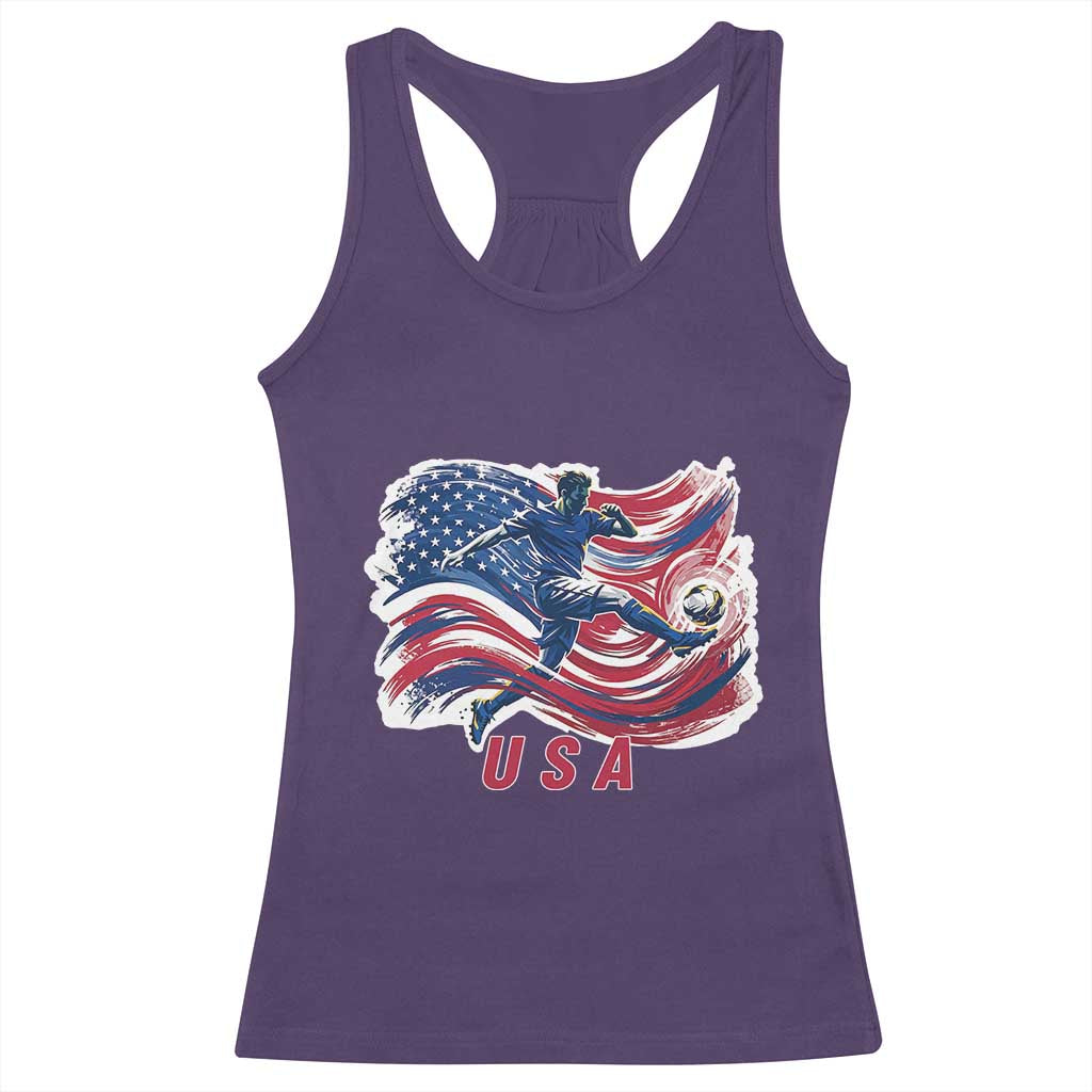 USA Soccer Fan American Flag Racerback Tank Top TS14 Purple Print Your Wear