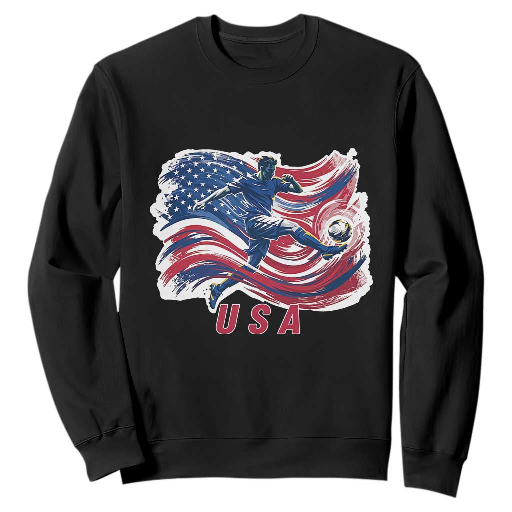 USA Soccer Fan American Flag Sweatshirt TS14 Black Print Your Wear