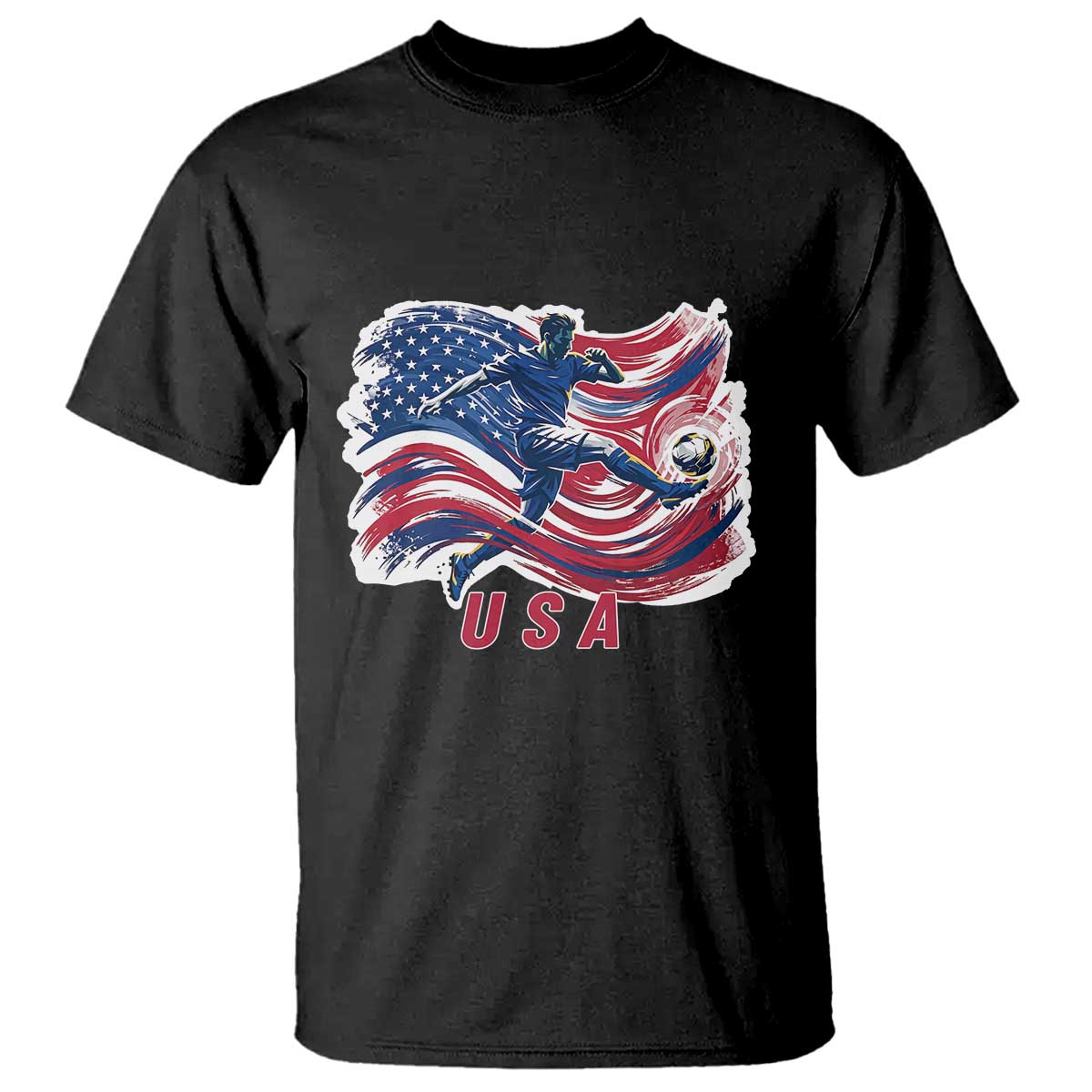 USA Soccer Fan American Flag T Shirt TS14 Black Print Your Wear