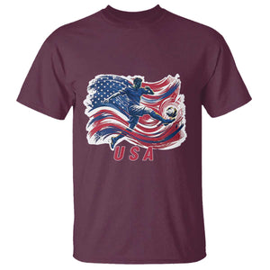 USA Soccer Fan American Flag T Shirt TS14 Maroon Print Your Wear