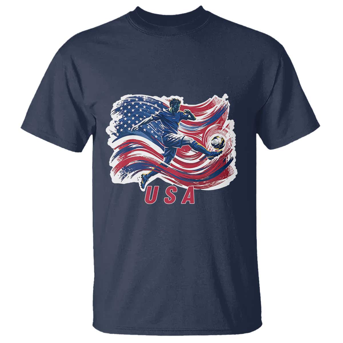 USA Soccer Fan American Flag T Shirt TS14 Navy Print Your Wear