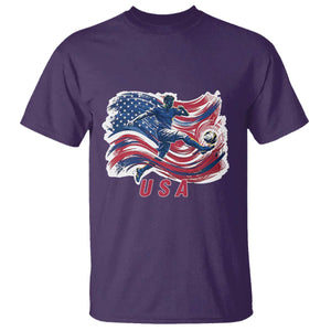 USA Soccer Fan American Flag T Shirt TS14 Purple Print Your Wear