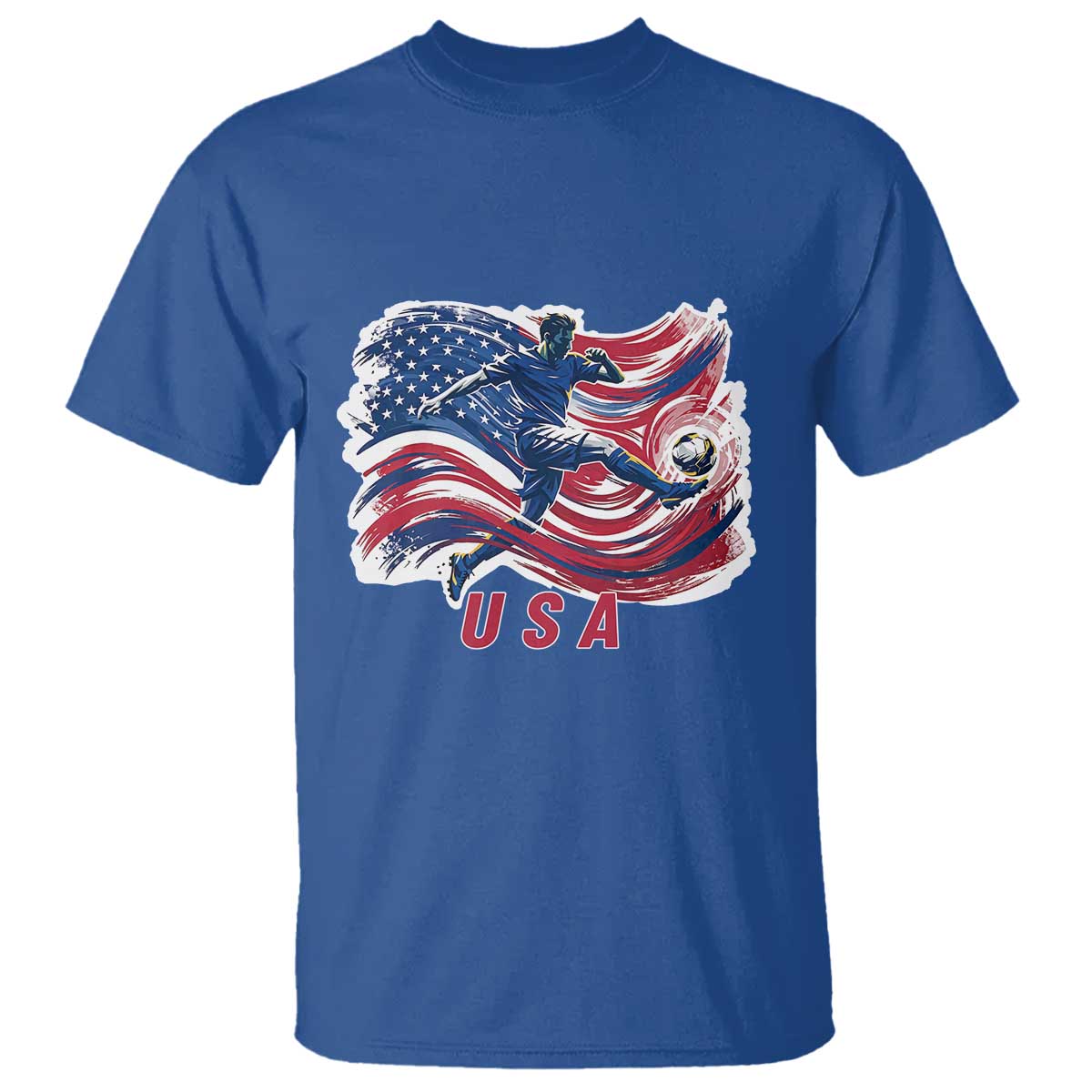 USA Soccer Fan American Flag T Shirt TS14 Royal Blue Print Your Wear