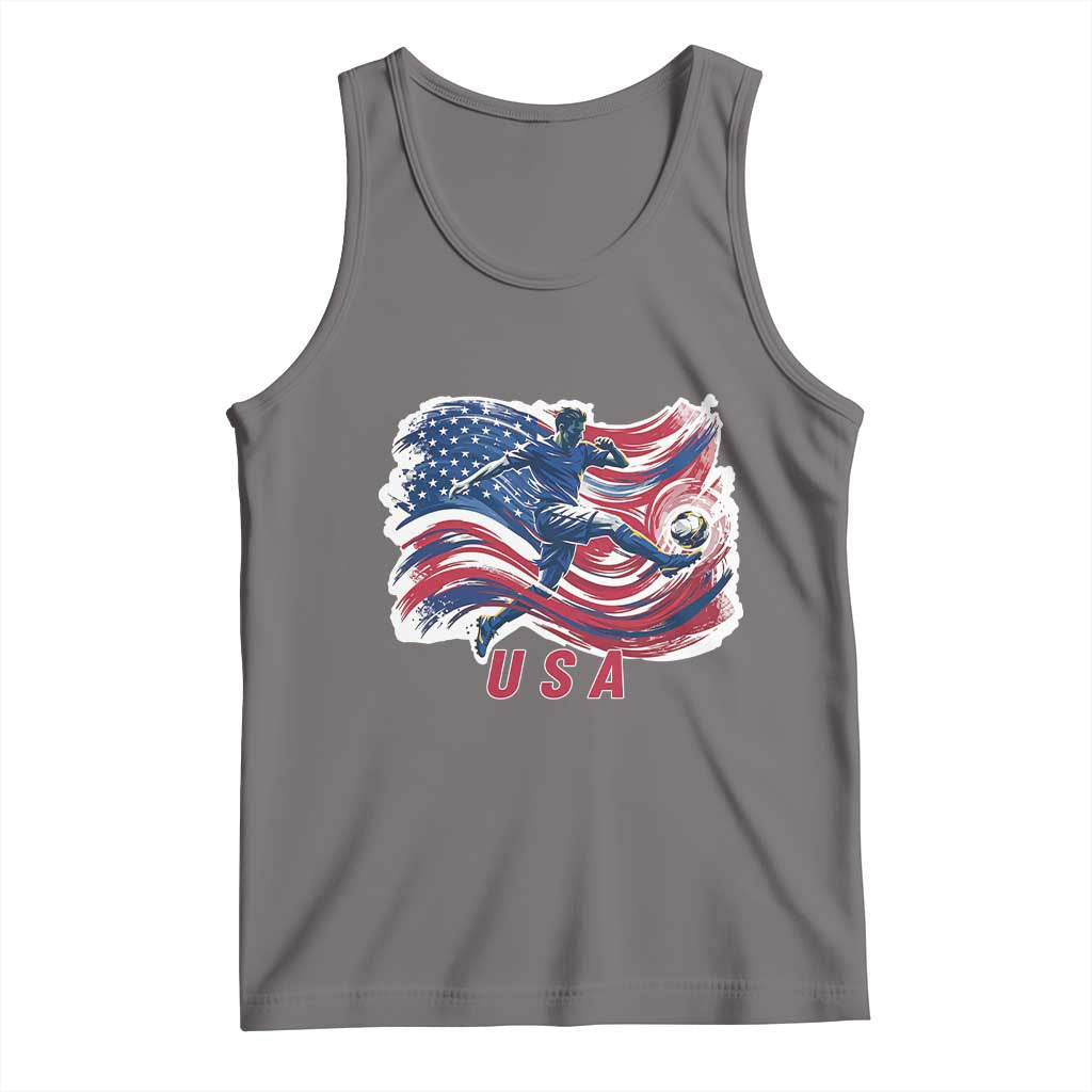USA Soccer Fan American Flag Tank Top TS14 Deep Heather Print Your Wear