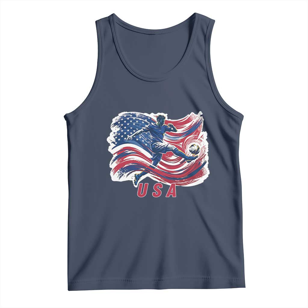USA Soccer Fan American Flag Tank Top TS14 Navy Print Your Wear