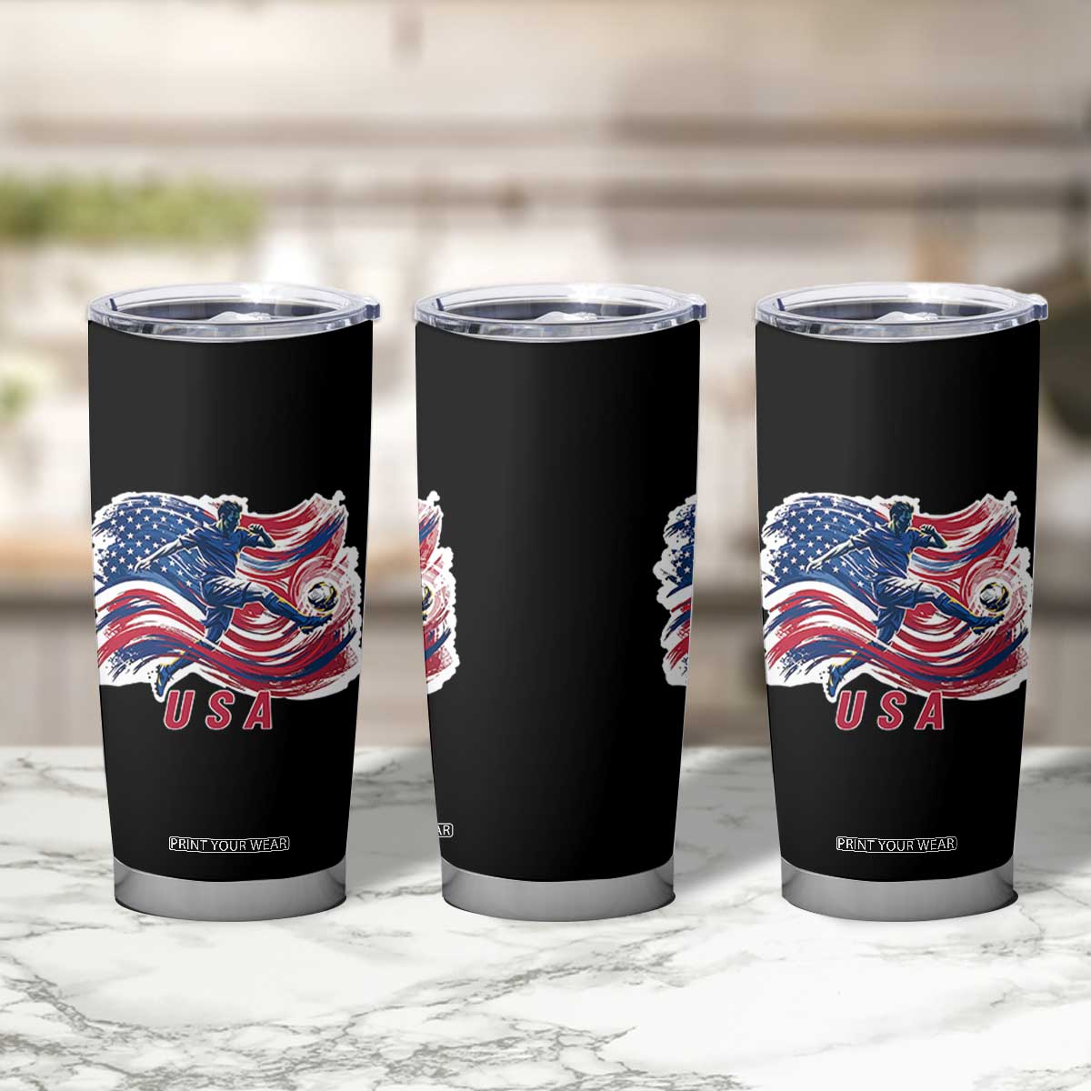 USA Soccer Fan American Flag Tumbler Cup TS14 Print Your Wear