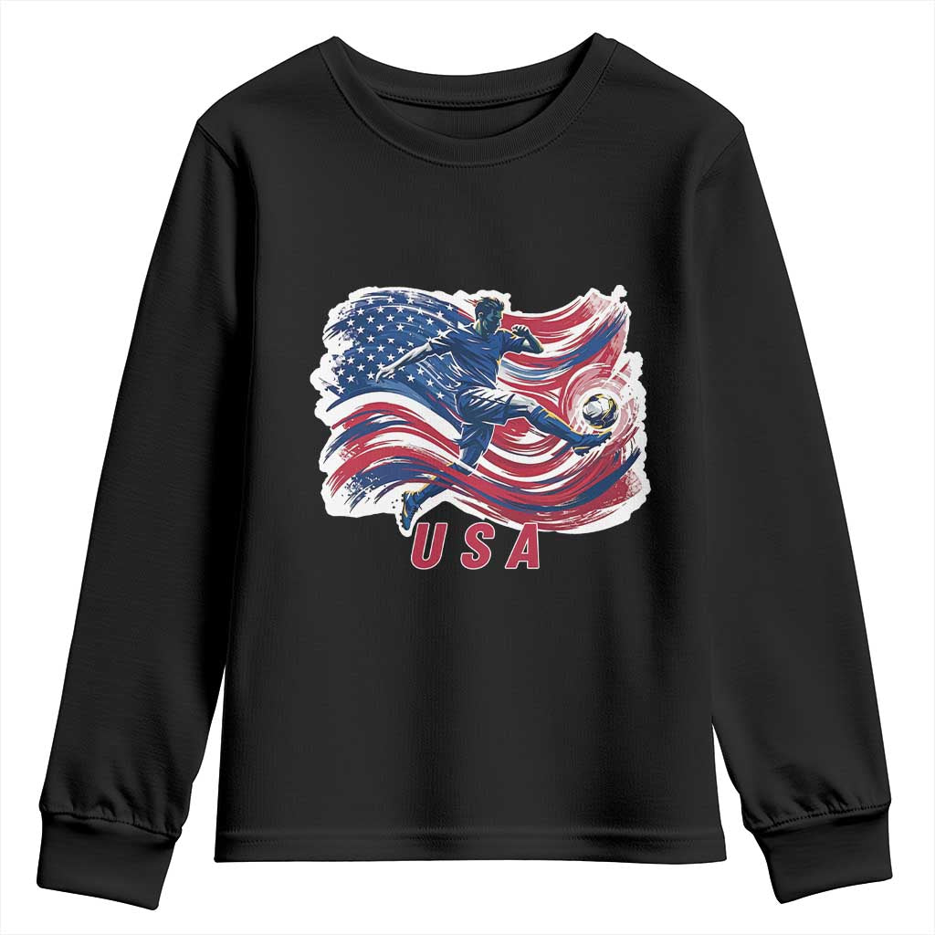 USA Soccer Fan American Flag Youth Sweatshirt TS14 Black Print Your Wear