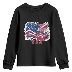 USA Soccer Fan American Flag Youth Sweatshirt TS14 Black Print Your Wear