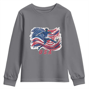USA Soccer Fan American Flag Youth Sweatshirt TS14 Charcoal Print Your Wear