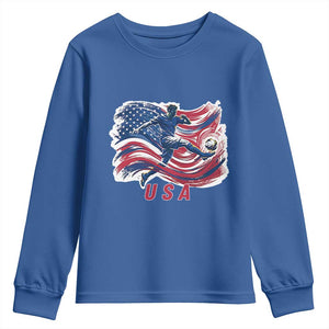 USA Soccer Fan American Flag Youth Sweatshirt TS14 Royal Blue Print Your Wear