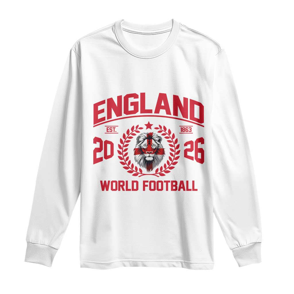 England Football Flag Long Sleeve Shirt Lion St George Cross Soccer Fan Patriotic TS14 White Print Your Wear